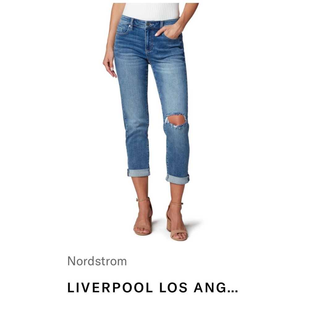 Liverpool Cuffed Girlfriend Jean w/ Knee Hole - LIY Exclusive